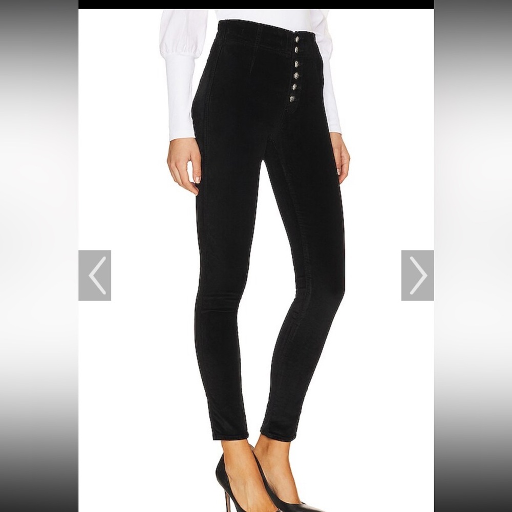 Veronica Beard Black High-Waist Skinny Button Pants